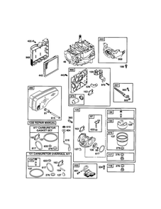 Carburetor/Air Cleaner/Short Block Diagram and Parts List for 124T02-3773-EA  Briggs and Stratton Engine
